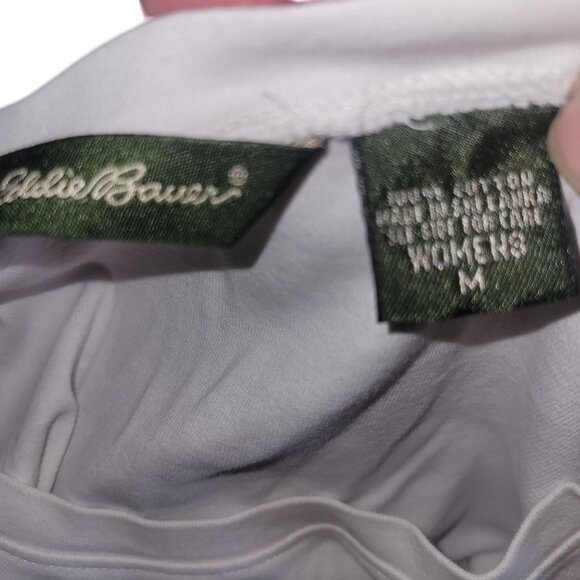 Eddie Bauer Womens White Long-Sleeve Crewneck Shirt Medium 100% Cotton Casual We - Picture 5 of 5